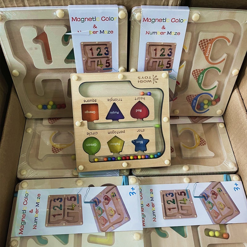 Magnetic Digital Beads Maze Toy Young Children'S Brush Iron Suction Early Education Benefit Intelligence Logic Thinking Training Game - Image 2